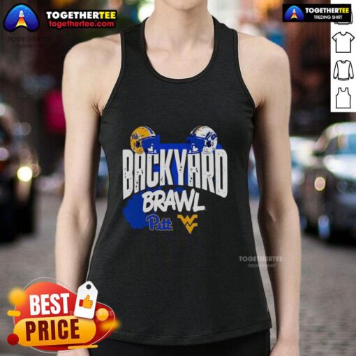 Good Pitt Panthers vs West Virginia Mountaineers Backyard Brawl helmet tank top showcasing team spirit and rivalry.