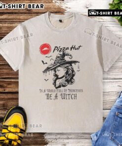 Good Pizza Hut Halloween washed t-shirt featuring 'Be a Witch' design in a whimsical princess-themed setting.