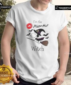 Alt Text: Good Pizza Hut X Snoopy Halloween T-Shirt featuring 'I'M The Witch' design for festive fall celebrations.