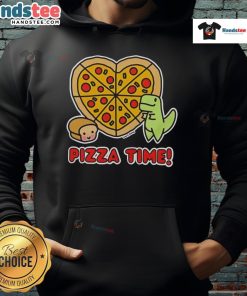 Alt Text: Good Pizza Time graphic hoodie featuring a dinosaur and a loaf of bread, perfect for pizza lovers and cozy style.