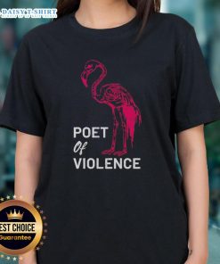 Good Poet of Violence Flamingo Skeleton Ladies Tee featuring a vibrant flamingo skeleton design on a stylish t-shirt.