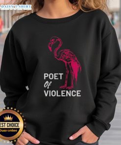 Alt Text: Good Poet of Violence Flamingo Skeleton Sweatshirt featuring a vibrant flamingo skeleton design on a cozy sweatshirt.