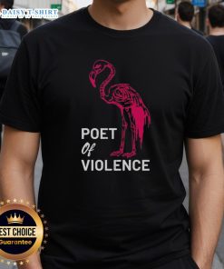 Good Poet of Violence Flamingo Skeleton T-Shirt featuring a striking flamingo skeleton graphic on a stylish tee.