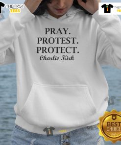 Charlie Kirk hoodie worn during the Good Pray Protest, showcasing support for freedom of speech and conservative values.