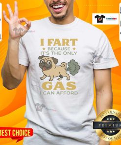Alt Text: Funny 'Good Pug I Fart Because It'S The Only Gas I Can Afford' T-Shirt featuring a playful pug design.
