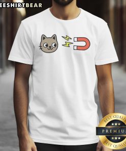 Good Pussy Magnet Cat T-Shirt featuring a playful cat design, perfect for cat lovers and humor enthusiasts.