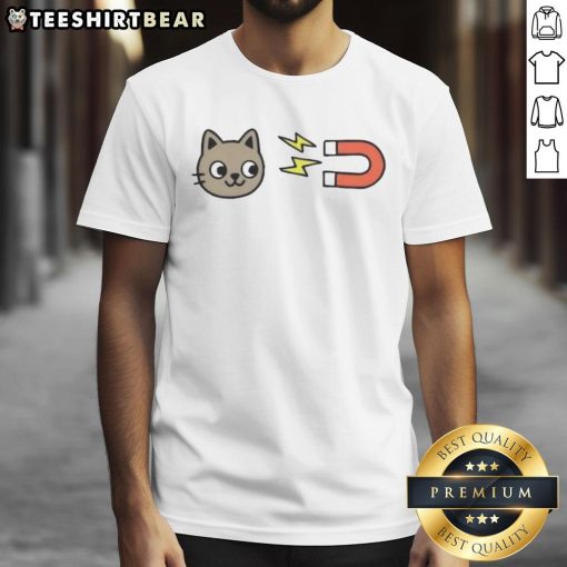 Good Pussy Magnet Cat T-Shirt featuring a playful cat design, perfect for cat lovers and humor enthusiasts.