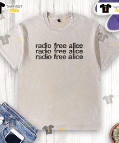 Alt Text: Good Radio Free Alice washed t-shirt featuring a vibrant design, perfect for casual wear and music lovers.