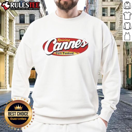 Stylish Good Raising Cannes Film Festival sweatshirt featuring vibrant graphics and a comfortable fit, perfect for film lovers.