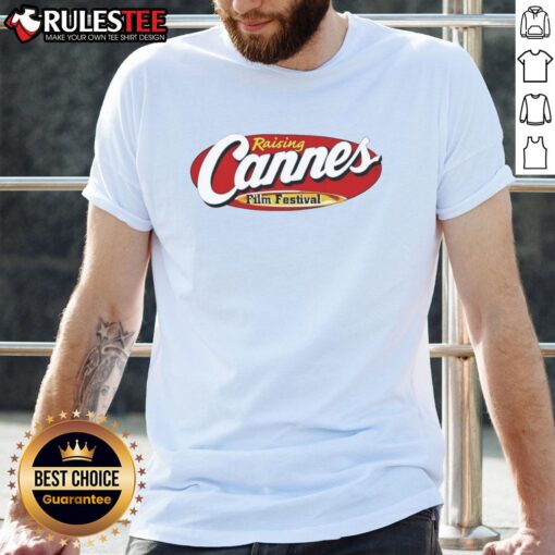 Alt Text: Good Raising Cannes Film Festival T-Shirt featuring a stylish design celebrating the iconic film event.