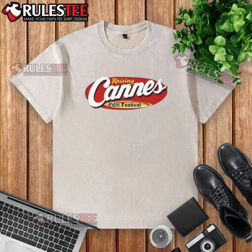 Good Raising Cannes Film Festival washed t-shirt featuring a stylish design, perfect for film enthusiasts and event attendees.