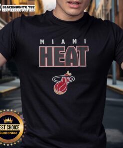 Retro red Miami Heat throwback T-shirt featuring classic logo and vibrant design, perfect for fans and collectors.
