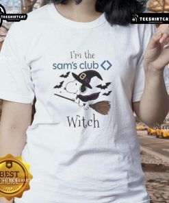 Good Sams Club x Snoopy I'm the Witch Halloween Ladies Tee featuring a playful witch design perfect for Halloween festivities.