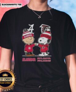Good Snoopy and Charlie Brown Alabama Crimson Tide x Atlanta Falcons ladies tee featuring a playful design for fans.