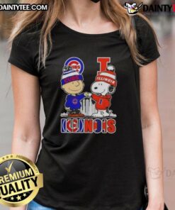 Good Snoopy and Charlie Brown Chicago Cubs ladies tee featuring Illinois skyline design, perfect for baseball fans.