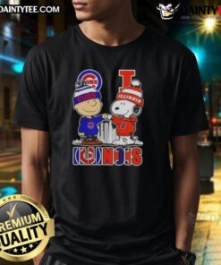Good Snoopy and Charlie Brown Chicago Cubs T-Shirt featuring Illinois skyline design, perfect for baseball fans.