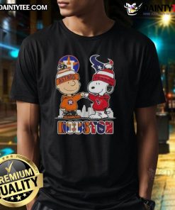 Good Snoopy and Charlie Brown t-shirt featuring Houston Astros and Texans skyline design.