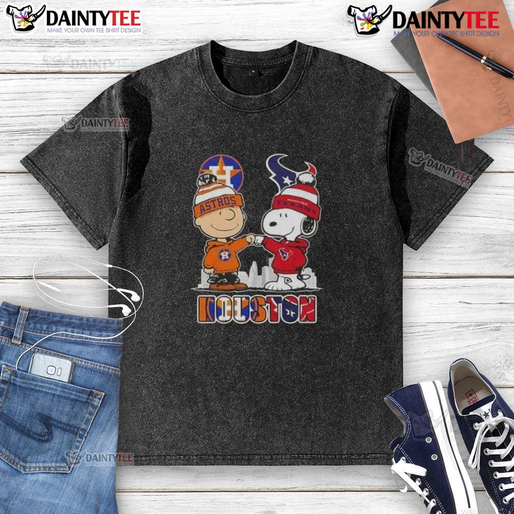 Good Snoopy And Charlie Brown Houston Sports Astros X Texans Skyline Washed T-Shirt Good Snoopy and Charlie Brown Houston sports Astros X Texans skyline washed t-shirt design featuring playful graphics.