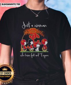 Good Snoopy and Friend USC Trojans Football tee for women, perfect for fall sports and team spirit.