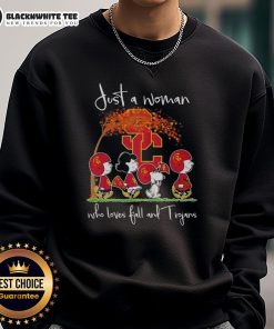 Good Snoopy and friend in USC Trojans football sweatshirt, perfect for fall fans of Trojan spirit and cozy style.