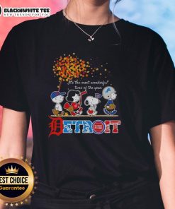 Good Snoopy and Friends Detroit Autumn Ladies Tee featuring festive designs for the most wonderful time of the year.