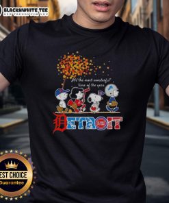Alt Text: Good Snoopy and Friends Detroit autumn T-shirt featuring festive designs, perfect for the most wonderful time of the year.
