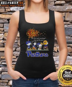 Good Snoopy and Friends Pitt Panthers autumn tank top featuring festive designs for the most wonderful time of the year.