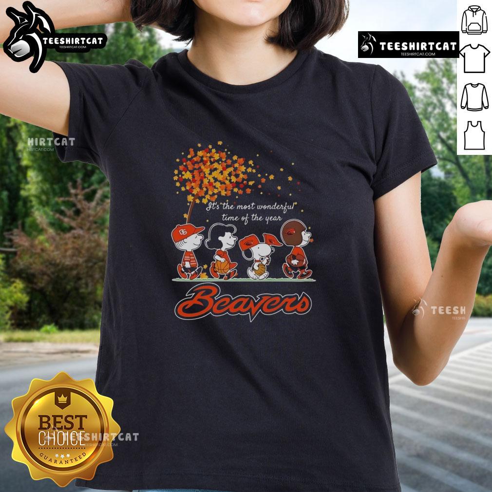 Good Snoopy And Friends X Beavers Sports Team It's The Most Wonderful Time Of The Year Autumn Ladies-Tee Good Snoopy and Friends X Beavers sports team autumn ladies tee celebrating the most wonderful time of the year.