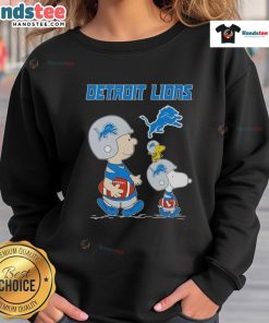 Alt Text: Cozy Good Snoopy and Friends X Detroit Lions NFL sweatshirt for football lovers, featuring vibrant graphics and a comfy fit.