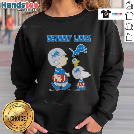 Alt Text: Cozy Good Snoopy and Friends X Detroit Lions NFL sweatshirt for football lovers, featuring vibrant graphics and a comfy fit.