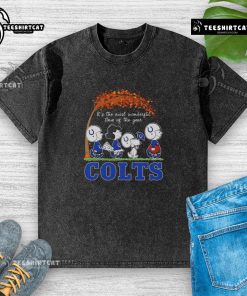 Alt Text: Good Snoopy and Friends X Indianapolis Colts autumn washed t-shirt, perfect for sports fans celebrating the season.