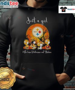 Good Snoopy and Friends hoodie featuring Halloween and Pittsburgh Steelers design for girls who love Halloween and Steelers.
