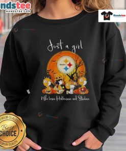 Good Snoopy and Friends Pittsburgh Steelers sweatshirt for Halloween, perfect for fans and festive celebrations.