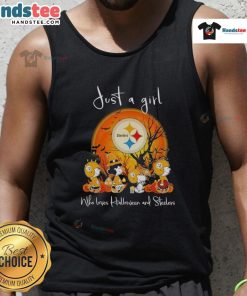 Alt Text: Good Snoopy and Friends X Pittsburgh Steelers tank top for girls who love Halloween and Steelers fandom.