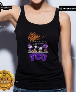 Good Snoopy and Friends TCU Horned Frogs autumn tank top, perfect for sports fans celebrating the season.
