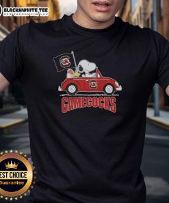 Good Snoopy driving a car on a South Carolina Gamecocks football t-shirt design, perfect for fans and casual wear.