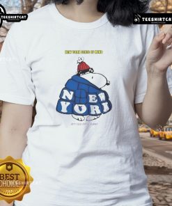 Good Snoopy New York State of Mind City That Never Sleeps ladies tee featuring a playful Snoopy design in vibrant colors.