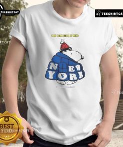 Good Snoopy New York State Of Mind T-Shirt featuring Snoopy in a cityscape, perfect for fans of NYC and Peanuts.