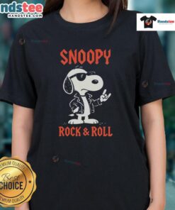 Good Snoopy Rock and Roll Ladies Tee featuring a playful Snoopy graphic, perfect for music lovers and casual wear.