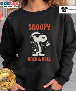 Good Snoopy Rock and Roll Sweatshirt featuring a vibrant design of Snoopy rocking out in a playful, colorful style.