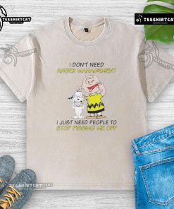 Good Snoopy X Charlie Brown shirt featuring 'I Don't Need Anger Management' quote in vibrant colors for casual wear.