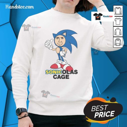 Good Sonicolas Cage Sweatshirt featuring a vibrant graphic design, perfect for fans of quirky pop culture fashion.