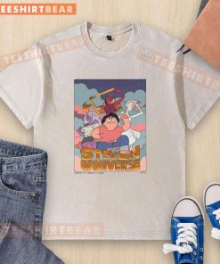 Good Steven Universe t-shirt featuring three magical guardians and Steven, showcasing vibrant colors and fun design.