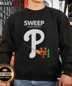 Good Sweep Phillies Over Mets Sweatshirt featuring team colors and logo, perfect for fans celebrating a baseball victory.