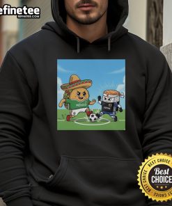 Good Taco Sombrero hoodie featuring Mexico vs Japan soccer design with tacos and sushi graphics for fans.