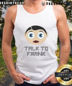 Good Talk to Frank Sidebottom tank top featuring vibrant graphics and a playful design, perfect for casual wear.