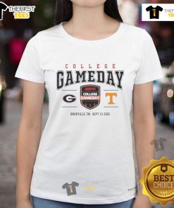 Good Tennessee Volunteers vs Georgia Bulldogs football 2025 College Gameday ladies tee design showcasing team spirit.