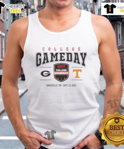 Alt Text: Good Tennessee Volunteers vs Georgia Bulldogs Football 2025 College Gameday tank top featuring team logos and colors.