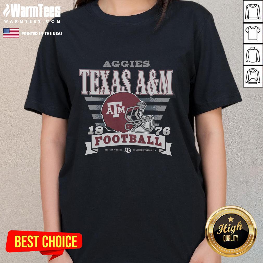 Good Texas A&M Aggies Stripe Splash Ladies Tee Alt Text: Good Texas A&M Aggies Stripe Splash Ladies Tee featuring bold stripes and vibrant team colors for stylish support.
