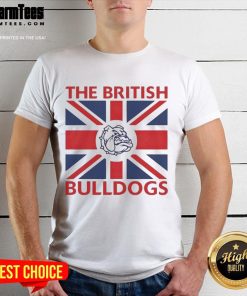Alt Text: Good The British Bulldogs Flag T-Shirt featuring a vibrant design of the British flag and bulldog graphic.